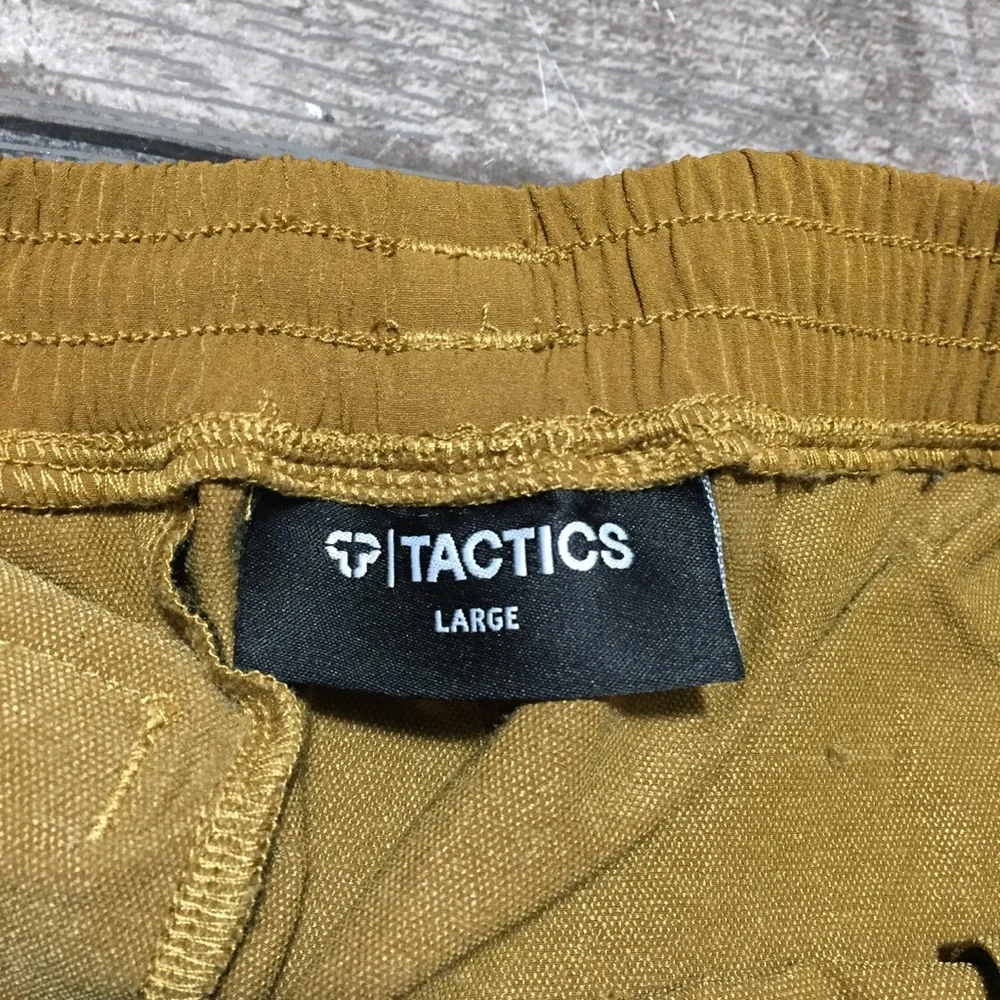 Tactics Skate Apparel Tech Shorts Men’s L Brown Orange Stretch (Inseam 8)